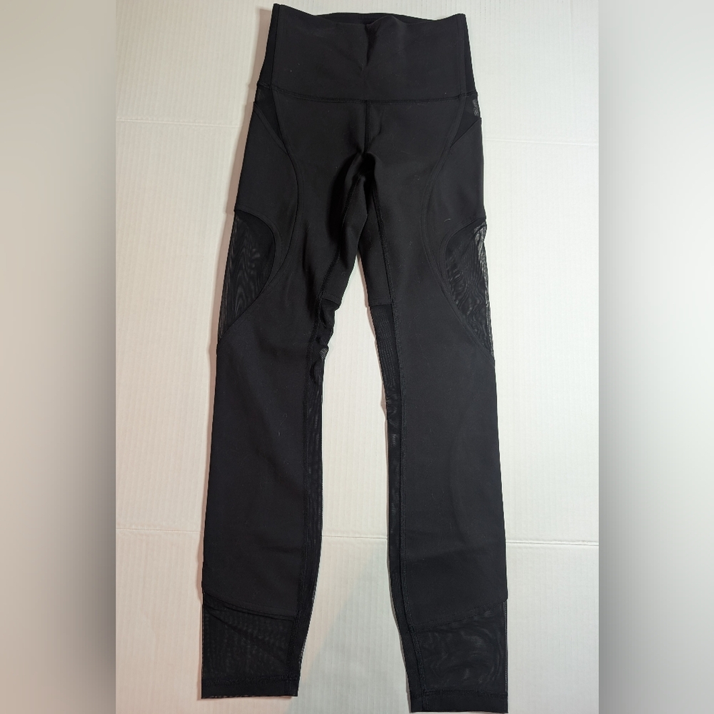 Lululemon | Black High-Rise Leggings with Mesh Accents Size 2